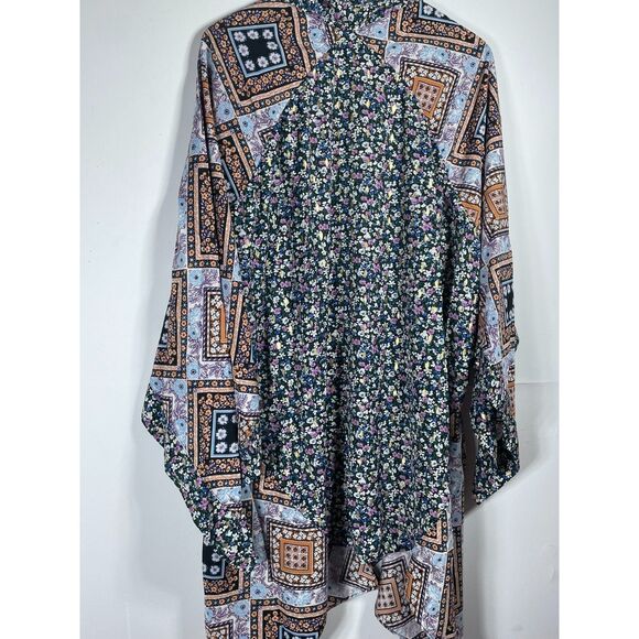 Umgee NWT Purple Boho Patchwork Floral Kimono Boutique Gypsy Kimono Duster S M L - Picture 4 of 9